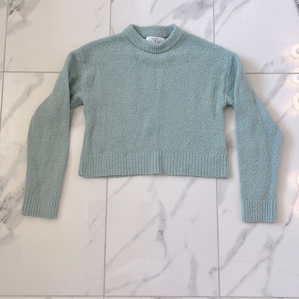 Zara Green Cropped Sweater Girls Size 11/12